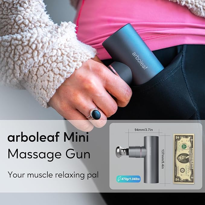 arboleaf Massage Gun Deep Tissue with Metal Head, Full-Metal Electric Portable Hand Held Massager Gun with Case for Back, Body Sore Muscles, Pain Relief, Gifts for Dad, Office, Home, Athletes-Ruum Studio Home