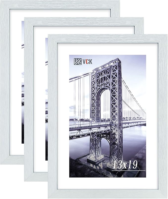 VCK Poster Frames 13x19 White 3 Pack, Solid Wood Picture Frames for Wall Mounting Hanging Art and Puzzle Frame-Ruum Studio Home