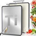 Titanium Cutting Boards for Kitchen, 2 in 1 Metal Cutting Board for Chopping Meat/Vegetables, Double Sided Pure Titanium&Wheat Straw PP Chopping Board, Food-Grade, Dishwasher Safe Large 16.3”×11-1 PC-Ruum Studio Home