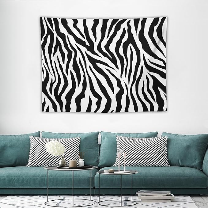 HZOHNAGO Zebra Print Tapestry Nature Wild Animals Black and White Stripe Printed Wall Tapestry Painting Wall Hanging for Bedroom Living Room Dorm 40" W x 30" H-Ruum Studio Home