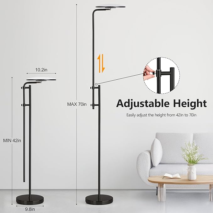 SUNMORY 32W/3000LM Floor Lamps, Super Bright LED Standing Lamp with Remote Control, Adjustable Tall Lamp with 350°Rotating Head, Modern Dimmable Torchiere Corner Lamp for Living Room, Bedroom, Office-Ruum Studio Home