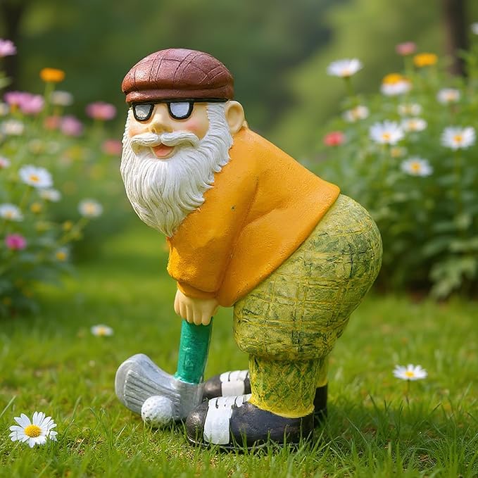 Elenon Golf Gnome Garden Statue Decorative, Adorable Flower Bed Decor Gnome Outdoor Decor, Funny Yard Patio Art Decor Dwarf Sculptures Table Ornament-Ruum Studio Home