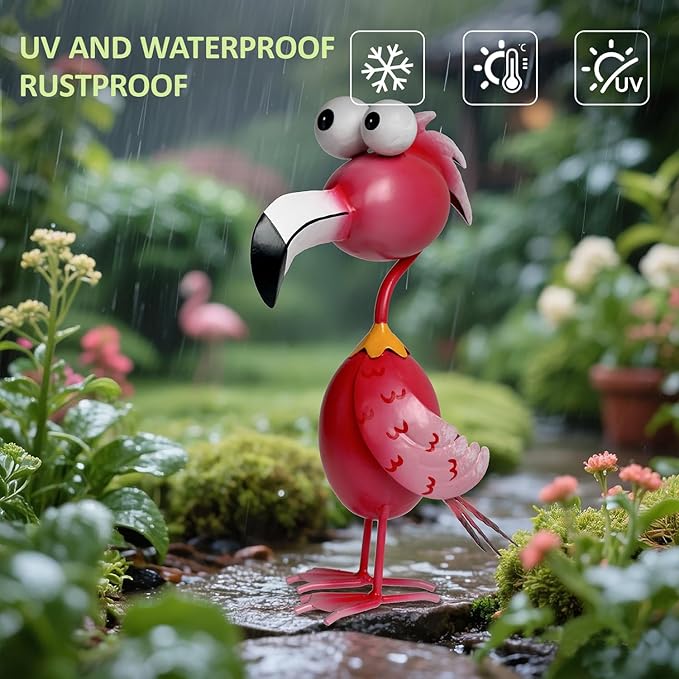 Kircust Flamingo Decor Yard Decorations Outdoor Garden Statue Outside Metal Bird Courtyard Art Pink Flamingos for Patio Backyard Porch Decoration-Ruum Studio Home