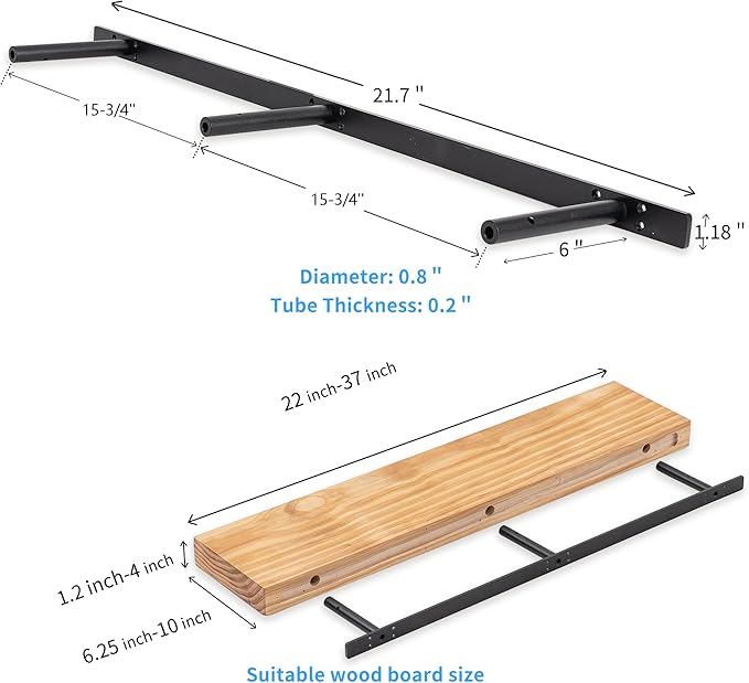 Hidden Shelf Brackets ， Floating Shelf Bracket ( Additional Brackets -NO Kits) 38 Inch -2 Pcs-Ruum Studio Home