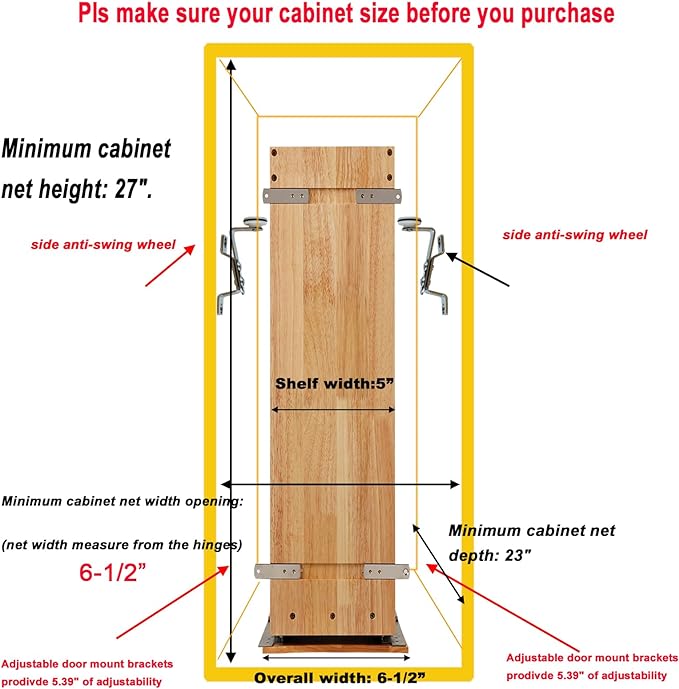 DINDON Pull Out Spice Rack Organizer for Cabinet, (5" W x 21.9" D x 25.2" H) Multi-Use Wood Pull Out Cabinet Organizer Slide Out Shelf Cabinet Storage for Kitchen, Pantry Organization-Ruum Studio Home
