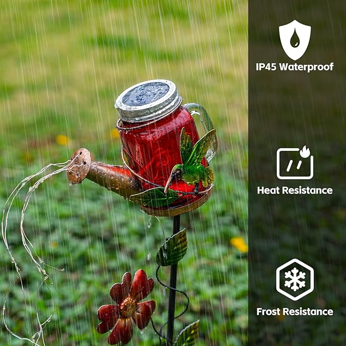 Solar Watering Can Light, Yard Outdoor Decor Lights, IP65 Waterproof, Hanging Hummingbird Garden Light, Outside Garden Flower Bed Decor, Women Gift, Birthday Gifts-Ruum Studio Home