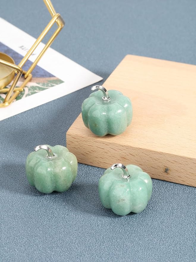 Jovivi Green Aventurine Crystal Pumpkin Figurine, 1.2" Mini Carved Gemstone Pumpkin Statue Decor Healing Stones Decorative Ornaments for Fall Harvest Thanksgiving Halloween Decorations Home Decor-Ruum Studio Home