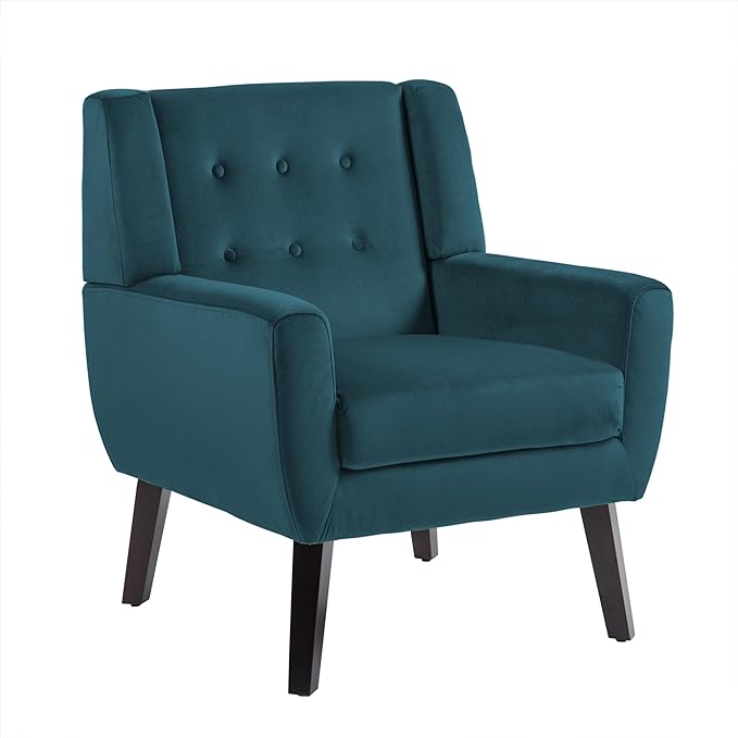 UIXE Accent Chairs Set of 2, Velvet Upholstered Armchair for Living Room, Modern Club Arm Chairs Comfy Single Sofa Button Tufted Bedroom Reading Seat - Blue-Ruum Studio Home