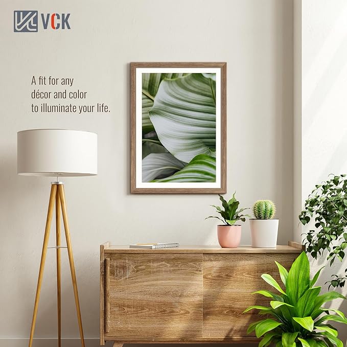 VCK 20x28 Picture Frame 3 Pack - Brown Walnut, Natural Textured Solid Wood Picture Poster Frame, Wall Gallery Frame-Ruum Studio Home