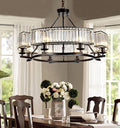 Farmhouse Crytal Chandeliers Dining Room Pendant Light Fixture Black Chandelier with K9 Crystal for Living Room Dining Room Foyer High Ceiling-Ruum Studio Home