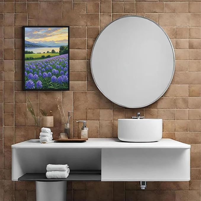 The lavender scenery all over the lake at sunset is suitable for posting in the living room bedroom office landscape poster wall painting-Ruum Studio Home