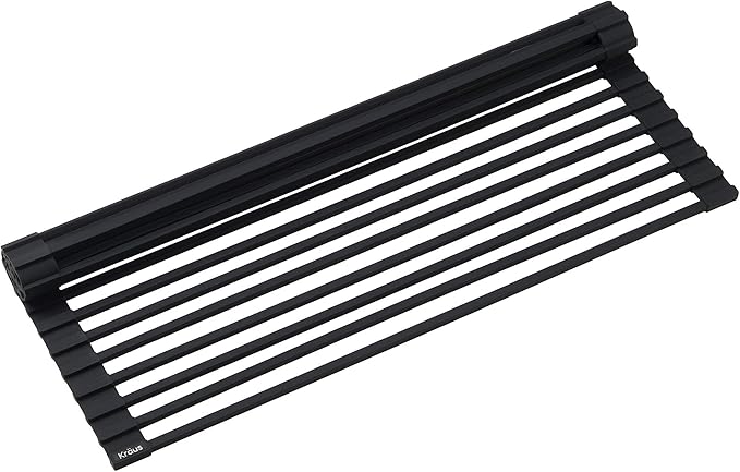 Kraus 20.5 in. Over Sink Roll Up Dish Drying Rack in Jet Black-Ruum Studio Home