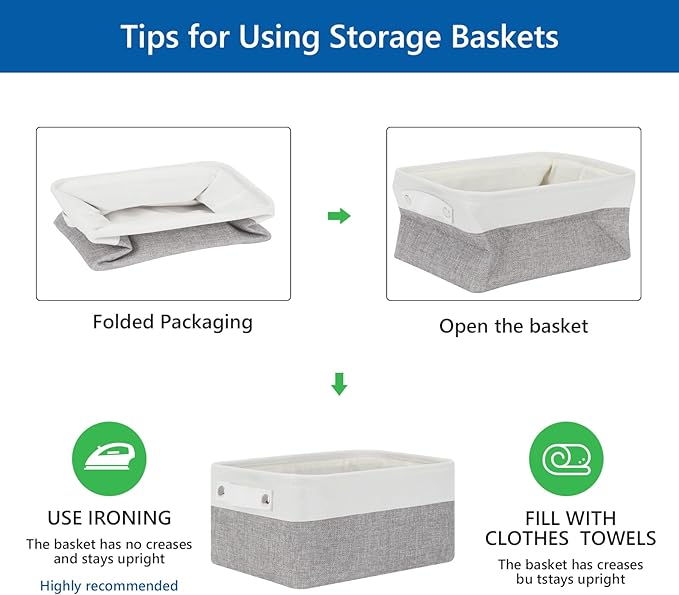 Bidtakay Small Storage Baskets for Organizing [4-Pack] Fabric Storage Bins for Baby Organizer Shelf Baskets for Nursery Storage Collapsible Closet Storage Bins for Home Organization - 11.8x7.8x5 In-Ruum Studio Home