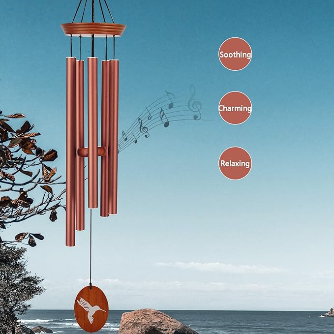 Hummingbird Outdoor Wind Chimes - 33" Tall, Tuned Melody, Memorial Gift for Mom/Grandma, Weather-Resistant, Perfect Decoration for Patio, Garden, Yard & Indoors-Ruum Studio Home