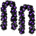 Joyhalo 2 Pack Halloween Garland with Lights, Black Maple Leaves Lighted Garland for Mantle, 5.7FT Light Up Leaf Autumn Vines Outdoor for Door Frame, Fireplace and Thanksgiving Fall Decor-Ruum Studio Home