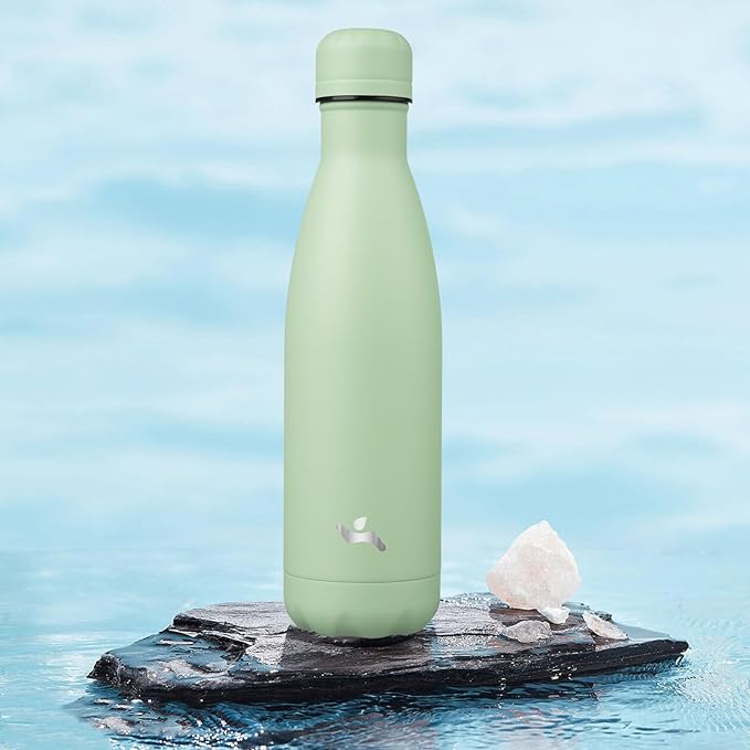 Insulated Water Bottles,17 oz Double Wall Stainless Steel Vacumm Metal Flask for Sports Travel,Macaron Green-Ruum Studio Home