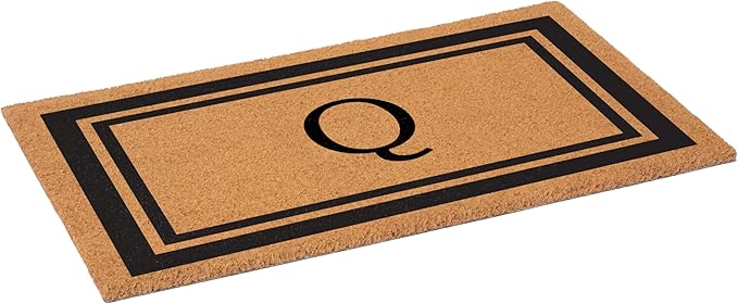 Calloway Mills 152962436Q Black Border 24" x 36" Monogram Doormat, (Letter Q)-Ruum Studio Home