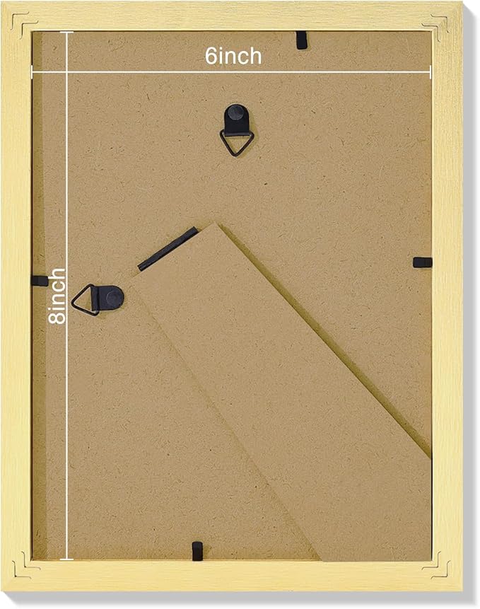 Vittanly 6x8 Picture Frames Set of 9, Shatter Resistant Plexiglass, Display 4x6 Pictures with Mat or 6x8 without Mat, Photo Frames for Wall or Tabletop, Engineered Wood, Gold-Ruum Studio Home