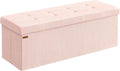 SONGMICS MAZIE Collection - Storage Ottoman Bench, Foldable Foot Rest, 15 x 43 x 15 Inches, End of Bed Bench, Storage Chest, Load 660 lb, Living Room, Bedroom, Entryway, Jelly Pink ULSF604R01-Ruum Studio Home