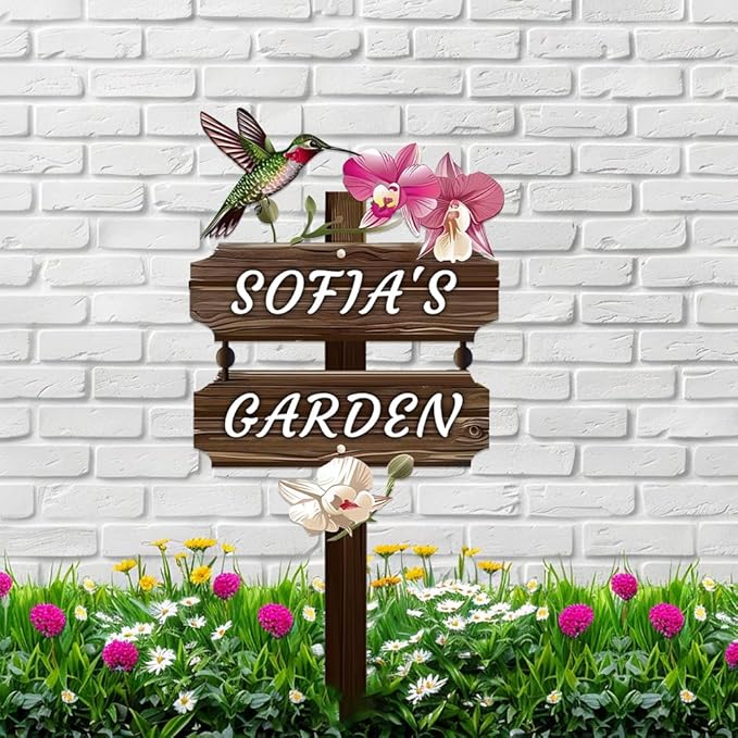 Personalized Watercolor Bird Metal Sign with Stake,Custom Gardener Last Name Signs Outdoor Decor,Customized Gardening Housewarming Gifts,Birds on the Branch Plaques for Patio Lawn Porch Backyard Farm-Ruum Studio Home