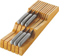 In-Drawer Knife Block - Bamboo Knife Drawer Organizer for Kitchen - Fits 5 Long + 6 Short Knives - Store Knives with Blades Pointing Down - Wooden Steak knife Holder without Knives - Chef Gift Idea-Ruum Studio Home