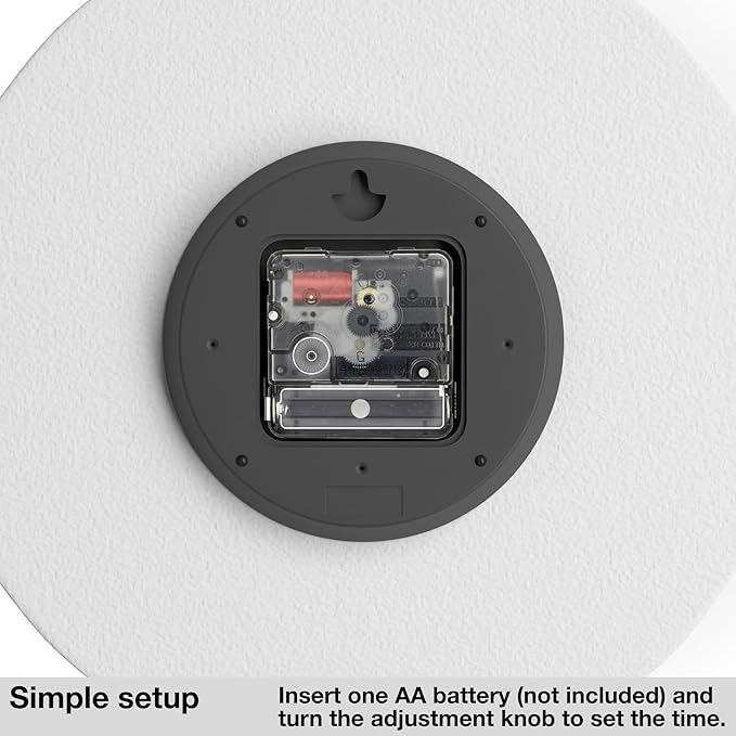 Driini Staircase Modern Wall Clock - Unique 10.5 in. Frameless Concrete Design - Contemporary, Minimalist Decor; No Numbers - Silent Battery Operated Clocks with Decorative Wooden Hands; White-Ruum Studio Home