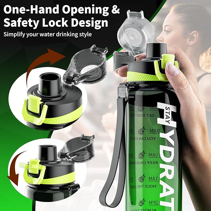 Water Bottle, 32 oz Motivational Water Bottles with Time Marker-Tritan & BPA Free, Sports Water Bottle with Time to Drink & Strap, Wide Mouth, Leakproof -Gift for Christmas Gym Fitness & Outdoor-Ruum Studio Home