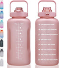 64oz,100oz,128oz Large Motivational Water Bottle with Time Marker, Leakproof & BPA Free Half Gallon Big Water Bottle with Straw Handle Tritan Frosted Water Jug for Gym,Fitness,Outdoor Sports-Ruum Studio Home