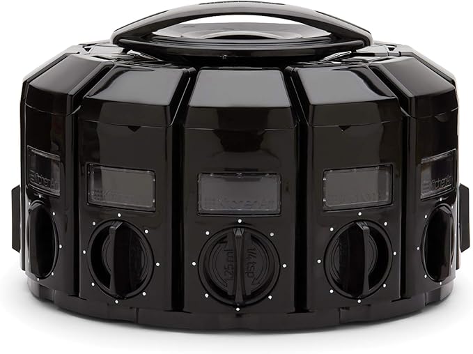 Kitchen Art Spice Rack Select-A-Spice Auto-Measure Carousel 12 Compartments Black 8.75 x 8.75 x 6 inches-Ruum Studio Home