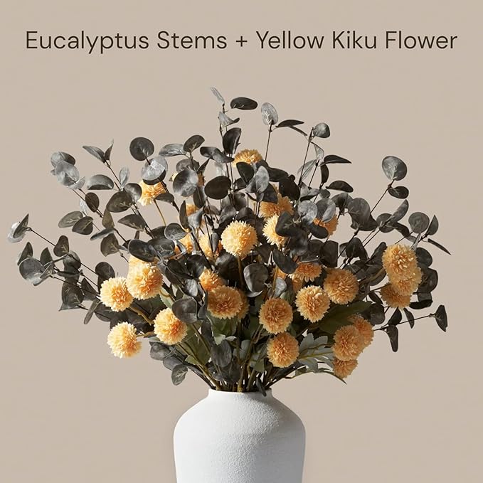 RyddeligHome 6 Branches Artificial Long Eucalpytus Stems for Tall Vase, Eucalyptus Centerpieces for Tables, 23" Dusty Green Faux Stems for Vase, Realistic Greenery Branches Fillers for Home Décor-Ruum Studio Home