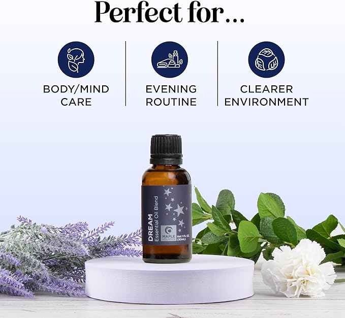 Sleep Essential Oil Blend for Diffuser - Dream Essential Oils for Diffusers Aromatherapy and Relaxation with Clary Sage Ylang-Ylang Roman Chamomile and Lavender for Sleep Time Support (1 Fl Oz)-Ruum Studio Home