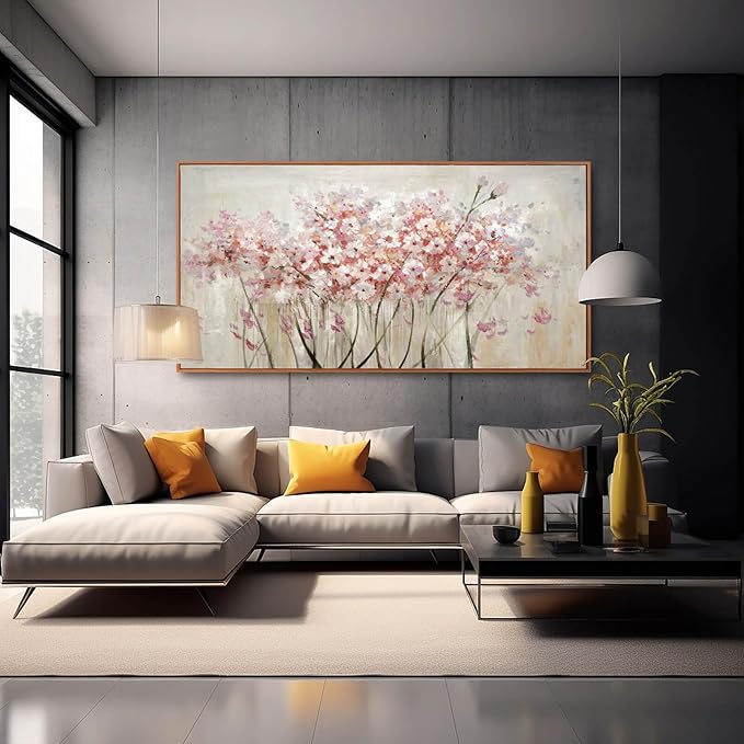 Pink Large Framed Canvas Wall Art Botanical Photo Canvas 29"x58" Artwork for Living Room Kitchen Women Room Decor for Bedroom-Ruum Studio Home