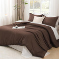 Litanika Brown Comforter Set King Size, 3 Pieces Lightweight Solid Bedding Comforter Set, All Season Fluffy Bed Set (104x90In Comforter & 2 Pillowcases)-Ruum Studio Home