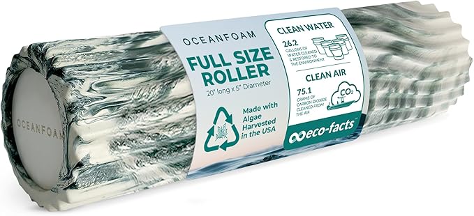 Oceanfoam Tidal Roller - Hunter Marbled - Muscle Massage Foam Roller for Back Pain & Stretching - Firm and Ergonomic Wide Wave Textured - Yoga, Athletics, & Wellness - Full Size, 20" x 5"-Ruum Studio Home