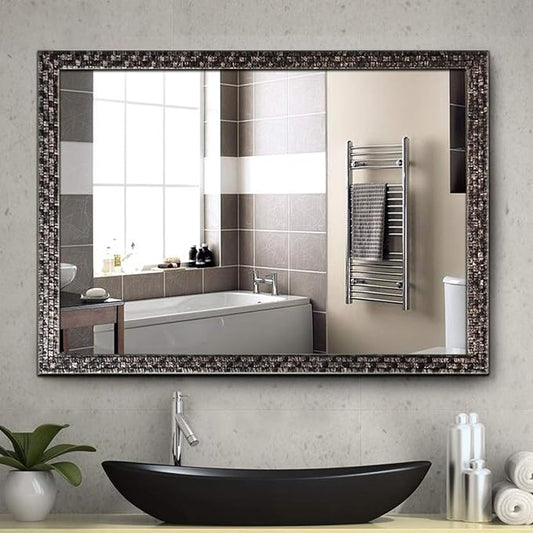 Bathroom Wall Mirror, Decorate Bathroom Mirrors for Wall, Rectangle Modern Bathroom Wall Mounted Mirror Vertical or Horizontal Hanging for Living Room (Black 24“ X 40")-Ruum Studio Home