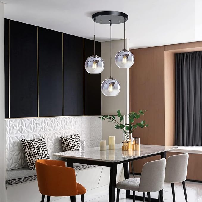 KCO Lighting 3 Pendant Light Fixtures Ceiling Hanging Large Glass Cluster Chandelier Nordic Mercury Glass Pendant Light Modern Cluster Pendant Light Fixture-Ruum Studio Home