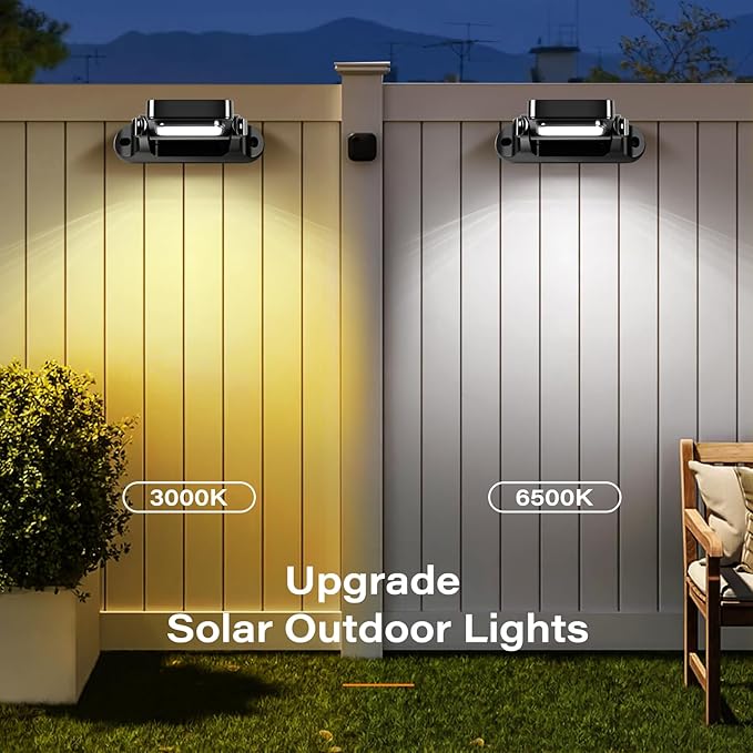 200LM Solar Wall Lights Outdoor 6 Colors, 2200mAh Long Lasting Solar Powered Deck Lights, 360° Adjustable Porch Light IP65 Waterproof, Glass Panel Fence Light for Gutter, Step, 2 Pack-Ruum Studio Home