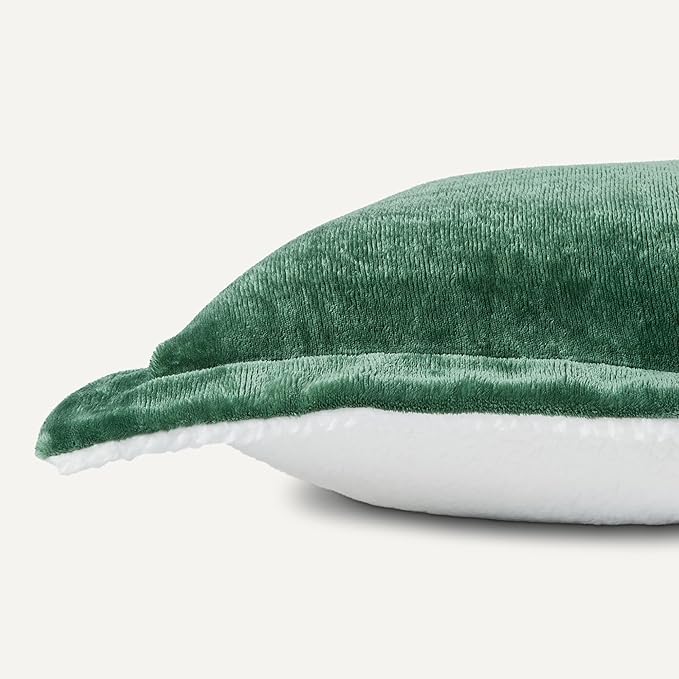 Amazon Basics Reversible Sherpa Comforter Set with Pillow Sham, Green, Queen/Full-Ruum Studio Home