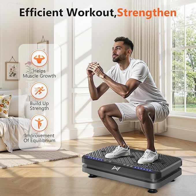 AXV Vibration Plate Fitness Platform Exercise Machine Vibrating Lymphatic Drainage Shaking Full Body Shaker Workout Vibrate Stand Shake Board Sport Gym for Weight Loss Fat Burner for Women Men-Ruum Studio Home