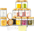 AISIPRIN Spice Jars with Label,12 Pcs 8oz Glass Jars with Bamboo Lids,Spice Organizer for Cabinet,Drawer, Rack, Seasoning Organizer Containers,Including 2 Type Labels-Ruum Studio Home