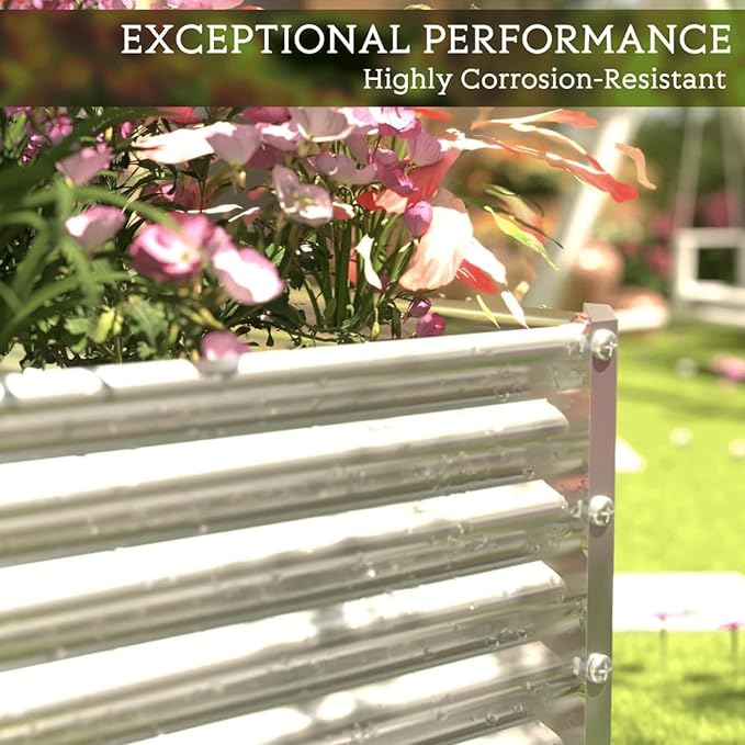 2 Pack 8x4FT Tall Galvanized Raised Garden Bed Outdoor,Metal Garden Bed for Vegetables,Steel Raised Beds for Gardening,Above Ground Garden Box for Flower-Y2G-Ruum Studio Home