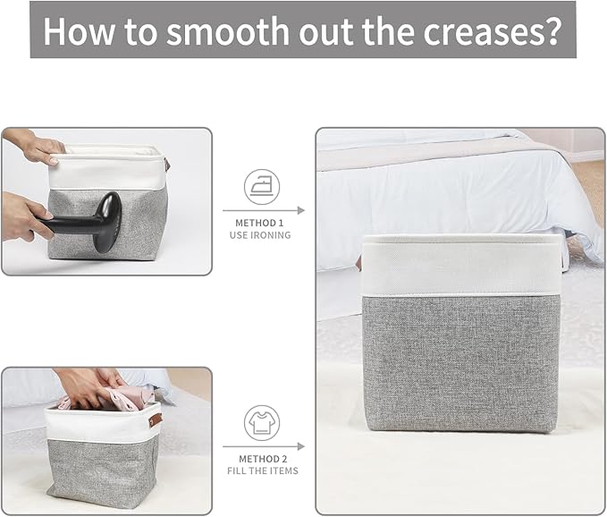Collapsible Fabric Storage Cubes 11x11 Cube Storage Bins, 4 Pack Closet Baskets Box with Handles for Organizing, Shelf, Toys, Clothes, Home, Office, Nursery (Grey&White)-Ruum Studio Home
