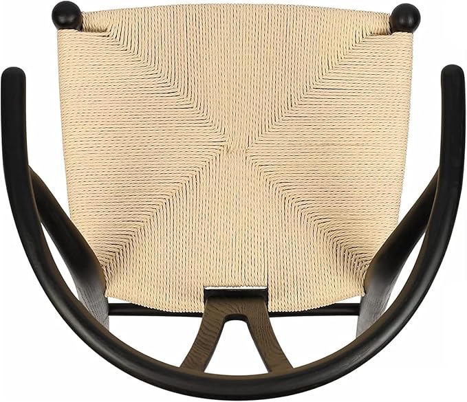 Tomile Solid Wood Wishbone Chair Y Chair Mid-Century Armrest Dining Chair, Hemp Seat (Ash Wood - Black with Natural seat.)-Ruum Studio Home