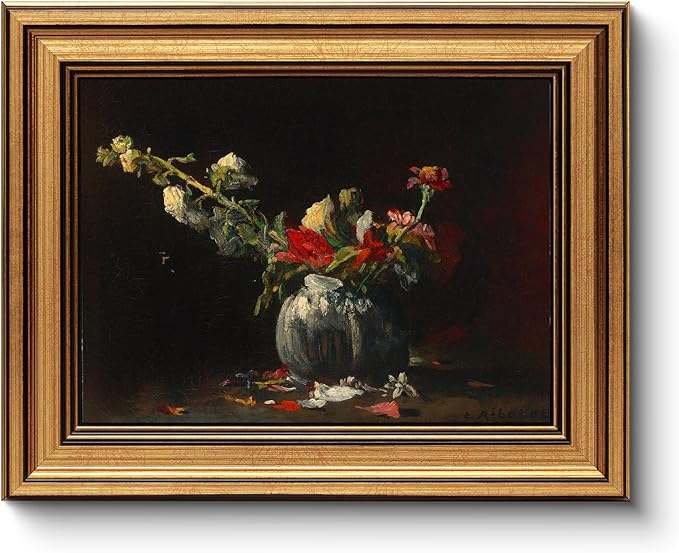 HUARCEY Gold Framed Vintage Wall Art for Living Room, Flowers Painting Prints Shelf Decor for Kitchen, Aesthetic Bedroom Wall Art, Autumn Gifts for Friends or Family - Fading 10L x 8W-Ruum Studio Home