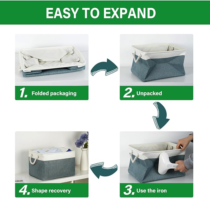 Bidtakay Fabric Storage Baskets for Shelves 3 Pack Large Storage Bins for Organizing Linen Collapsible Organizer for Closet-Deep Green-Ruum Studio Home