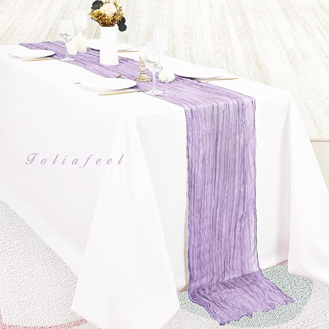 20 Pack Lilac Cheesecloth Table Runner 10FT Rustic Gauze Cheese Cloth Table Runner for Wedding 20 x 120 Inch Long Bridal Baby Shower Table Decor Boho Fabric Sheer Birthday Party Table Decorations-Ruum Studio Home