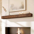 60x8x5 Fireplace Mantel - Handcrafted Hollow Rustic Solid Wood Wall Mounted Floating Shelf with Invisible Heavy Duty Wood Bracket (Weathered Brown)-Ruum Studio Home
