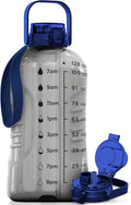 AQUAFIT 128 oz Water Bottle with Time Marker - 2in1 Straw & Chug Lid - BPA Free Big Jug with Straw - Gym Water Bottle with Strap (128 Ounces, Clarity)-Ruum Studio Home