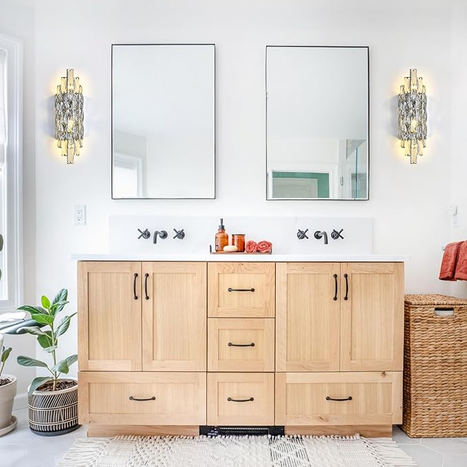 Modern Chrome Crystal Wall Sconce Light Fixtures, Wall Mount Lamps for Bedroom Living Room Bathroom Vanity Mirror-Ruum Studio Home