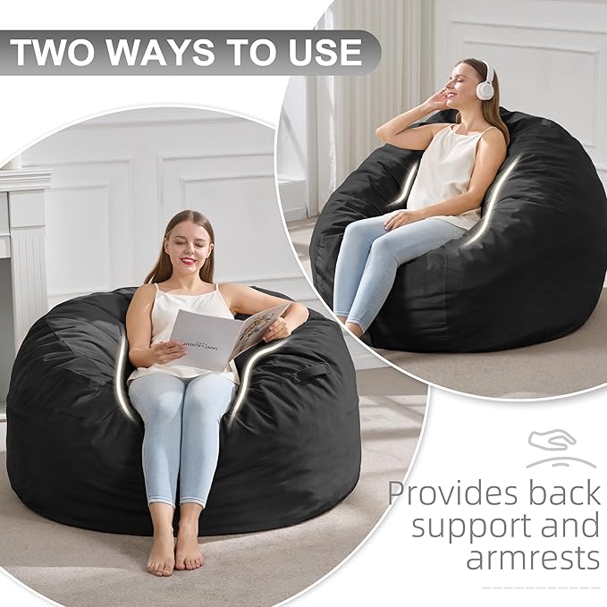 Hobestluk 4FT Bean Bag Chair Giant Bean Bag Chairs for Adults Large Bean Chairs with Removable Cover, Beanbag Chair with Filler, Adult Bean Bag Chairs for Living Room, Bedroom-Ruum Studio Home